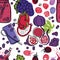 Food collection Delicious fruits smoothie Seamless pattern