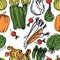 Food Collection Delicious spring salad with courgettes and carrots Seamless pattern