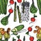 Food Collection Delicious spring salad Seamless pattern