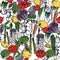 Food Collection Fresh delicious vegetables Seamless pattern