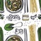 Food Collection Miso Soup Seamless pattern