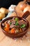 Food concept french classic beefs stew estouffade de boeuf with copy space