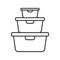 Food container icon. Lunchbox icon. Organising food storage containers. Vector icon.