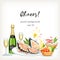 Food cooked dishes festive holiday celebration background