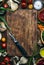 Food cooking background, ingredients for preparation vegan dishes, vegetables, roots, spices, mushrooms and herbs. Vegetable