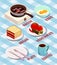 Food Cooking Isometric Composition