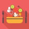 Food and cooking vector icons, vegetarian salad.