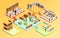 Food Court Isometric Concept