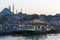 Food courts with traditional sandwiches with fish in Istanbul near the Galata Bridge