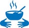 Food crisis icon, food insufficient blue vector icon