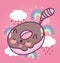 Food cute cocolate donut shaped cat tail rainbows cartoon