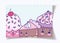 Food cute drawing cupcakes cake fruit in paper cartoon