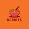 food delicious taste noodle spicy bowl chopstick colored logo design vector icon illustration