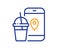 Food delivery app line icon. Contactless meal order sign. Vector