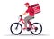 Food delivery biker semi flat RGB color vector illustration