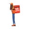 Food Delivery Girl Carrying Backpack Box, Teenage Courier Character Wearing Uniform with Parcel on her Back, Food