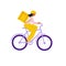 Food delivery girl courier on bike vector illustration