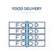 Food delivery icon. Vector simple illustration of stack of boxes with food. Represents a concept of online food ordering adn