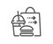 Food delivery line icon. Cheeseburger with Soft drink sign. Vector