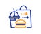 Food delivery line icon. Cheeseburger with Soft drink sign. Vector