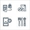 food delivery line icons. linear set. quality vector line set such as utensils, time, doughnut