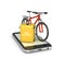 food delivery mobile app. thermo bag and bike on a mobile phone