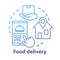 Food delivery service concept icon. Consumerism, lunch ordering application idea thin line illustration. Package