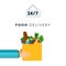 Food delivery service twenty four hours vector flat isolated