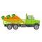 Food delivery truck vegetable.Carrots harvesting.Car illustration vector.