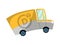 Food delivery yellow truck icon
