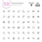 Food and Dessert Icon Set. 50 Line Vector Icons.