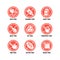 Food dietary symbols. Gmo free, no gluten, sugarless and allergy vector icons set