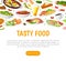 Food and Drink Banner Design with Different Served Dish Vector Template