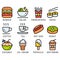 Food and drink icon set with lineal color style. EPS file. Editable color and stroke