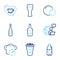 Food and drink icons set. Included icon as Cooking timer, Takeaway coffee, Love coffee signs. Vector
