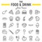 Food and drink line icon set, meal sign collection