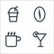 food drink line icons. linear set. quality vector line set such as cocktail, coffee cup, coffee bean