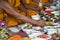 Food and drink for monks in traditional religious ceremony in a temple