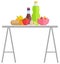 Food and Drink on Table, Garage Sale, Meal Vector