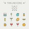 Food and drink thin line icon set