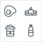 food and drinks line icons. linear set. quality vector line set such as bottle, cereal, pancake