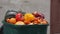 Food in the dumpster. Unsold Supermarket Food. Fresh fruits and vegetable waste