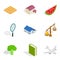 Food enterprise icons set, isometric style