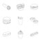 Food, fast, cafe and other web icon in outline style.Bowl, lettuce, cucumbers icons in set collection.
