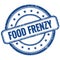 FOOD FRENZY text on blue grungy round rubber stamp