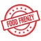 FOOD FRENZY text written on red vintage round stamp