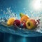 food green yellow water vitamin fruit strawberry healthy drop background fresh. Generative AI.