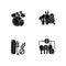 Food groups black glyph icons set on white space