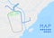 Food guide direction map travel with icon concept, Road drink glass with straw shape design in daytime mode illustration isolated