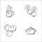 food hand drawn line icons. linear set. quality vector line set such as pot, chef hat, turnip